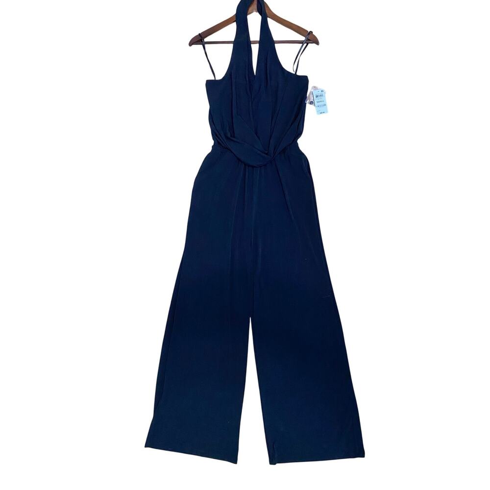 INC Womens Black Halter Jumpsuit Size Small Cowl Neck Wide Leg Stretch Ankle NWT - Picture 3 of 12